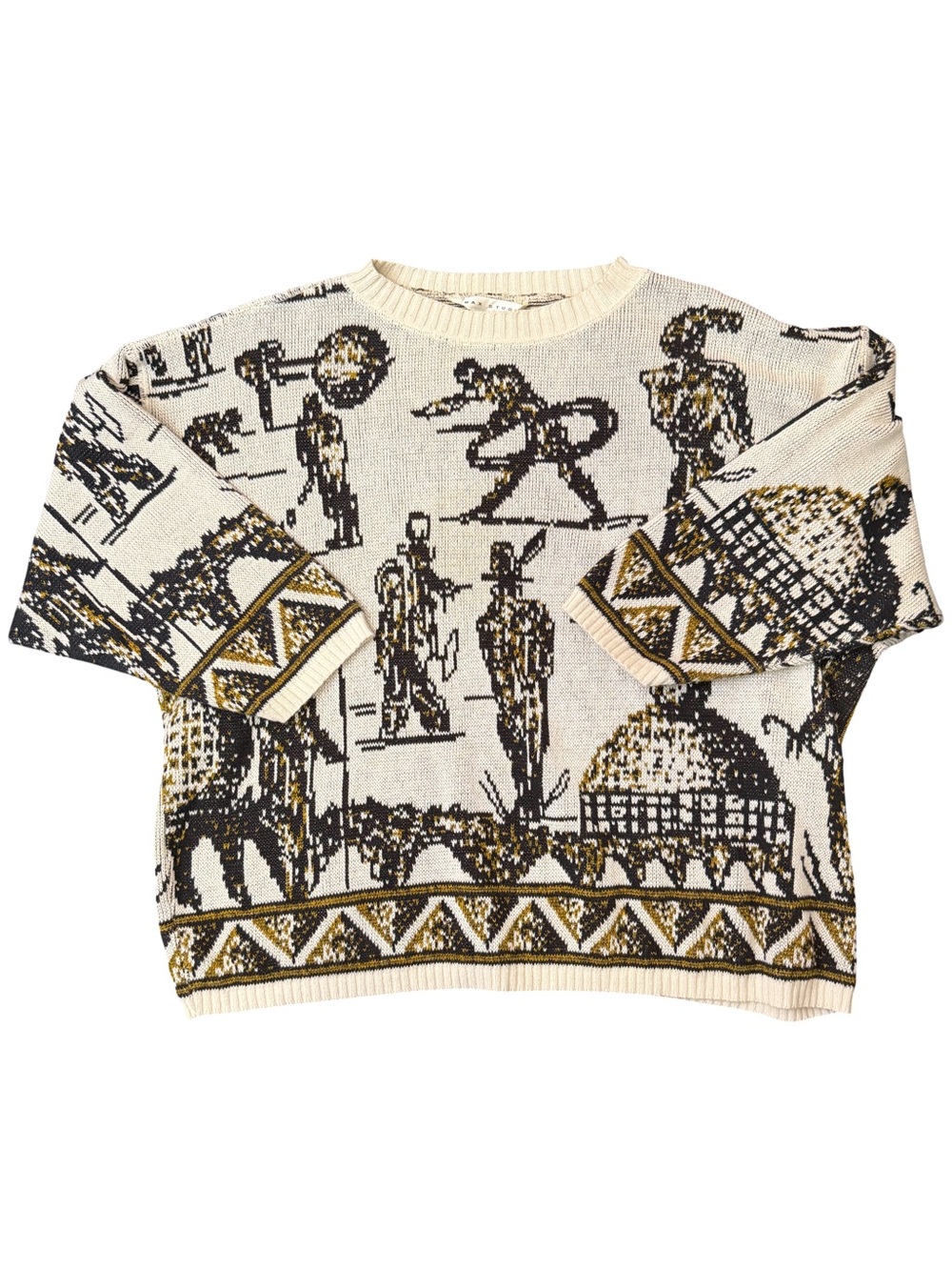 Men’s Vintage 90s max studio tapestry knit sweater